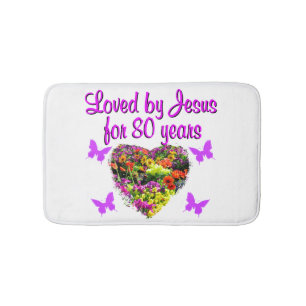PURPLE WILDFLOWER LOVED BY JESUS FOR 80 YEARS BATH MAT