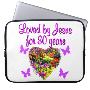 PURPLE WILDFLOWER LOVED BY JESUS FOR 80 YEARS LAPTOP SLEEVE