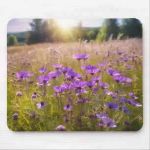 Purple Wildflower Meadow Mouse Mat