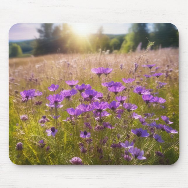 Purple Wildflower Meadow Mouse Mat (Front)