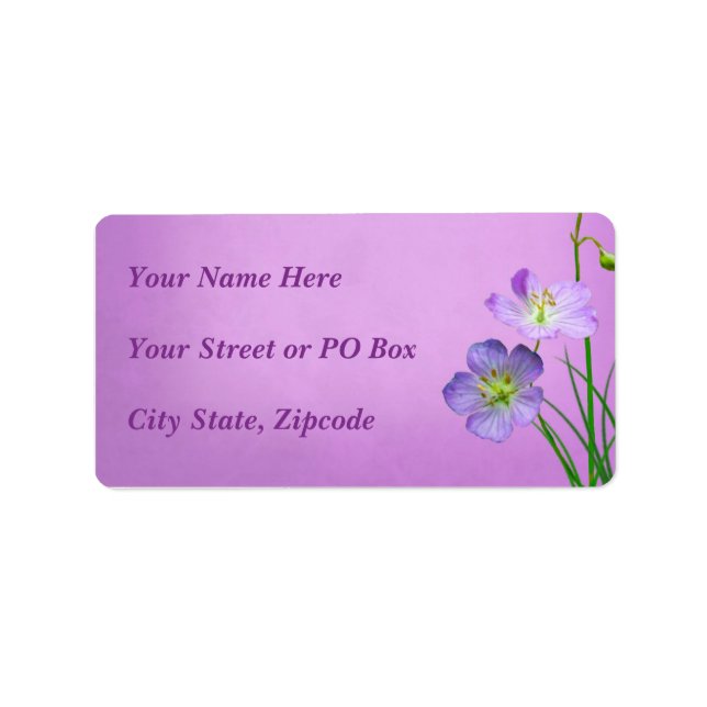 Purple Wildflower on Purple Wedding Label (Front)