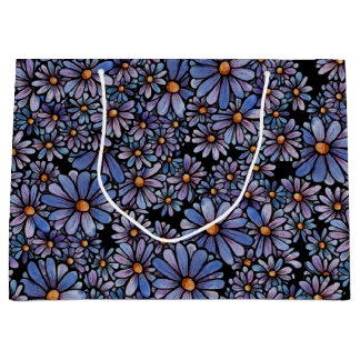 Purple Wildflower Pattern Large Gift Bag