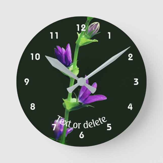 Purple Wildflower Personalised Round Clock (Front)