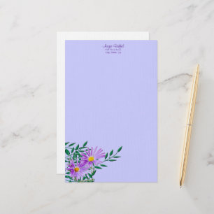 Purple Wildflower Photo Corner Border Personalised Stationery