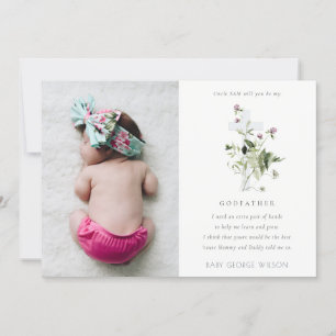 Purple Wildflower Photo Godfather Proposal Invite