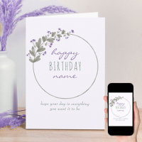 Purple Wildflower Simple Personalised Birthday