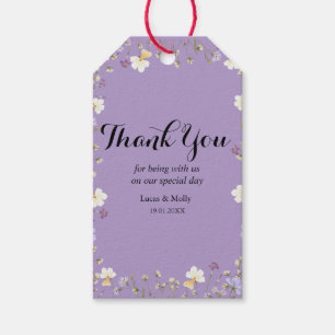 Purple Wildflower Summer Floral Wedding Gift Tag