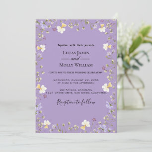 Purple Wildflower Summer Floral Wedding Invitation