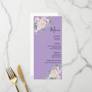 Purple Wildflower Summer Floral Wedding Menu