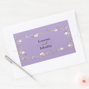 Purple Wildflower Summer Floral Wedding Rectangular Sticker
