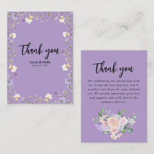 Purple Wildflower Summer Floral Wedding Thank you Card