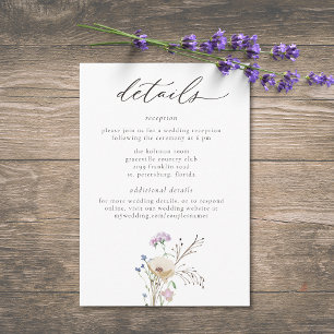 Purple Wildflower Watercolor Minimalist Wedding Enclosure Card