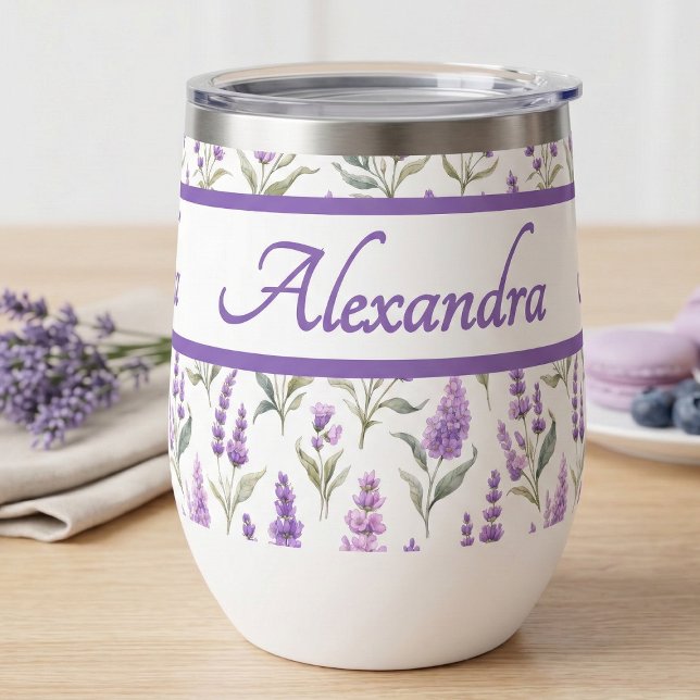 Purple Wildflower Watercolor Monogram Name (Creator Uploaded)