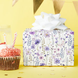 Purple Wildflower Watercolor Pattern  Wrapping Paper