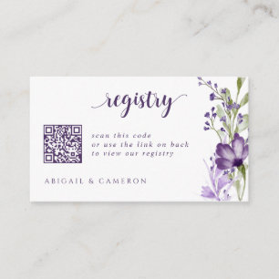Purple Wildflower Wedding Bridal Shower Registry Enclosure Card