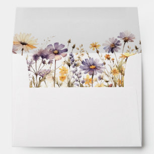 Purple Wildflower Wedding Envelope