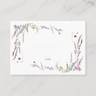 Purple Wildflower Wedding Escort Place Card