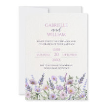 Purple Wildflower Wedding Invitation