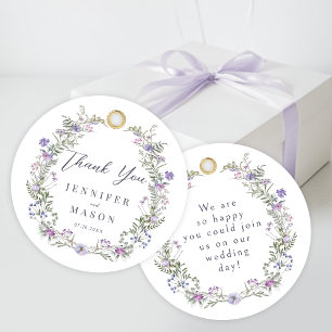 Purple wildflower wedding thank you Favour Tags