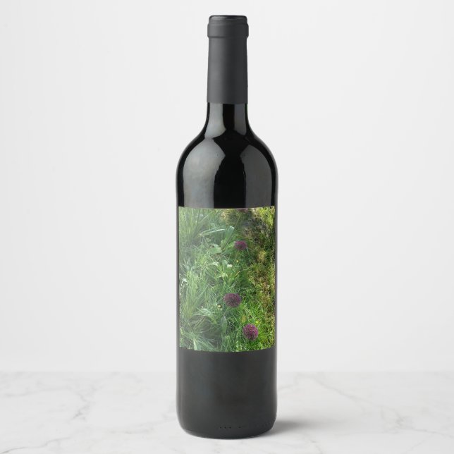 Purple Wildflower Wine Bottle Label (Front)