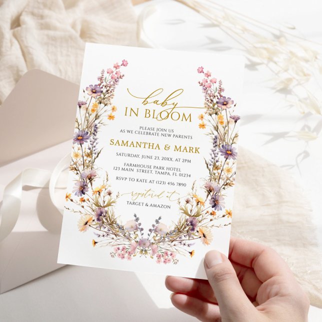 Purple Wildflowers Baby in Bloom Shower Invitation (Creator Uploaded)