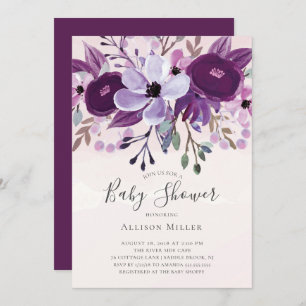 Purple Wildflowers Baby Shower Invitation