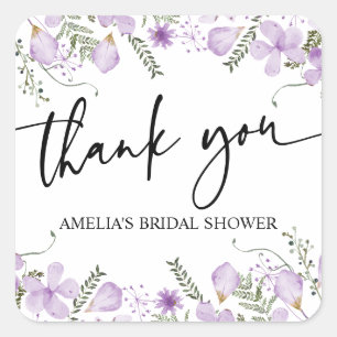 Purple Wildflowers Bridal Shower Favours Sticker