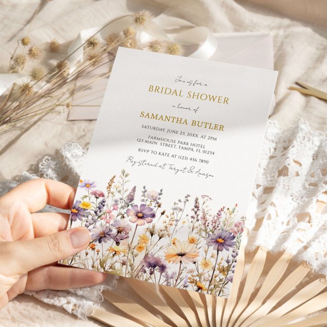 Purple Wildflowers Bridal Shower Invitation (Creator Uploaded)