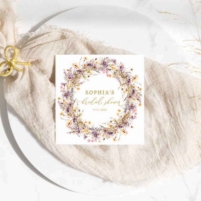 Purple Wildflowers Bridal Shower Napkins (Creator Uploaded)