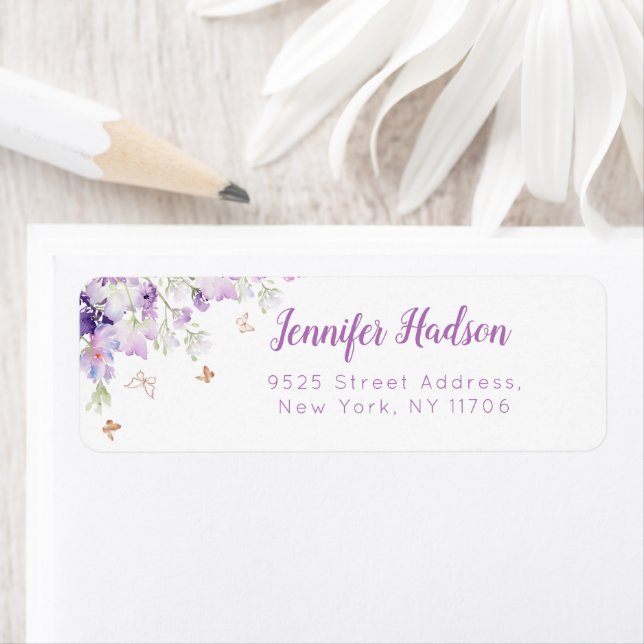 Purple wildflowers butterfly Return Address (Insitu)