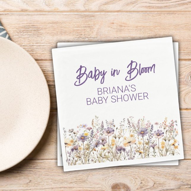 Purple Wildflowers Gender Neutral Baby Shower Napkin (Creator Uploaded)