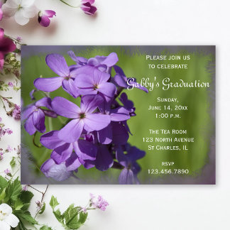 Purple Wildflowers Graduation Party Invitation