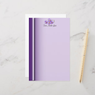 Purple Wildflowers Header Vertical Border Stationery