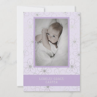 Purple Wildflowers Silver Photo Naming Ceremony Card