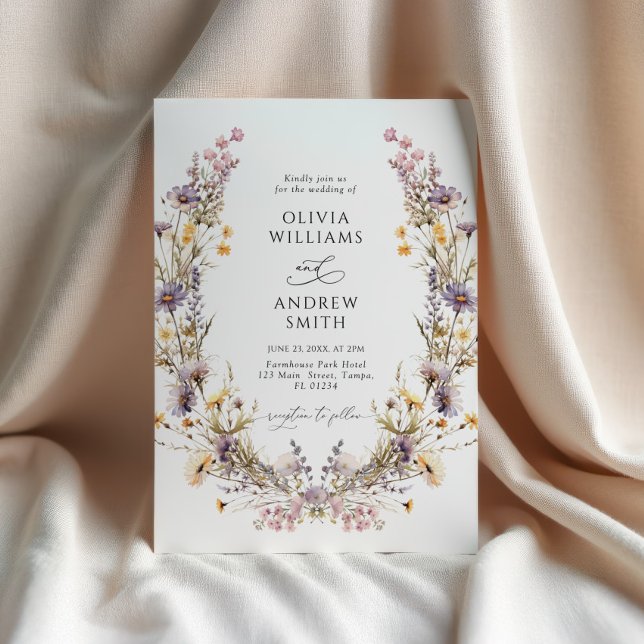 Purple Wildflowers Wedding Invitation (Creator Uploaded)