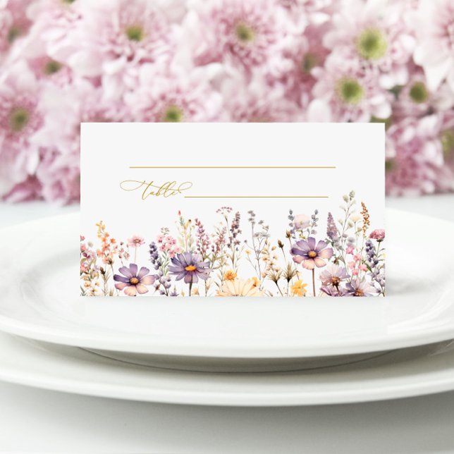 Purple Wildflowers Wedding  Place Card (Creator Uploaded)