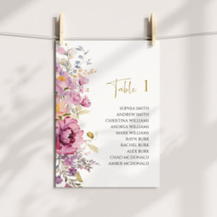 Purple Wildflowers Wedding Seating Chart Invitation