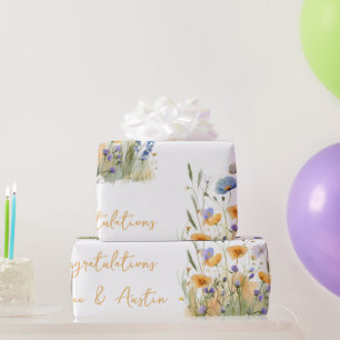 Purple Wildflowers Wedding/Shower Congratulations  Wrapping Paper