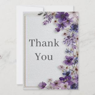 Purple Wildflowers with Borders Thank You Card