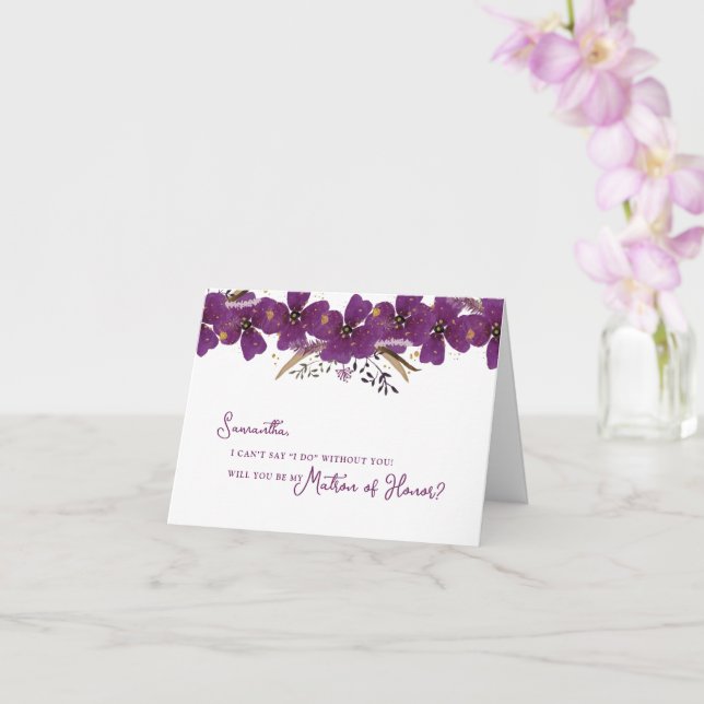 Purple Will You Be My Matron of Honour Proposal  Card (Orchid)