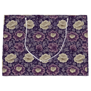 Purple William Morris Style Floral Large Gift Bag
