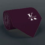 Purple Wine | Elegant Monogram Name | two-Sided Tie<br><div class="desc">An elegant two-sided necktie featuring a bold white monogram across a Wine purple backdrop. On top of this monogram sits your first or last name spelled out in all capitals. If you prefer a bolder look for the personal name inside of the large letter you can do the following: Use...</div>