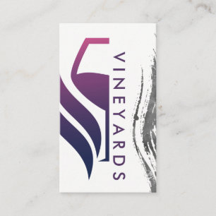 Purple Wine Glass Logo   Brush Stroke  Business Card