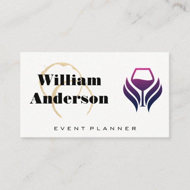 Purple Wine Logo | Winery Business Card (Front)