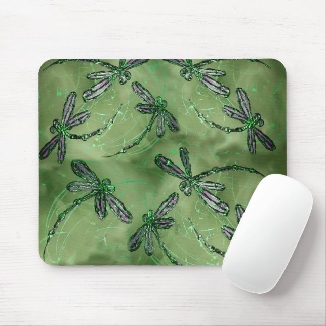 Purple Winged Dragonflies Mouse Mat (With Mouse)