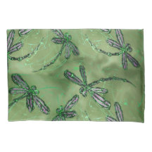 Purple Winged Dragonflies on Soft Lime