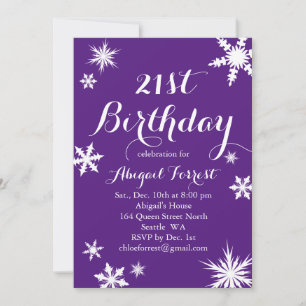 Purple Winter 21st Birthday Invitation