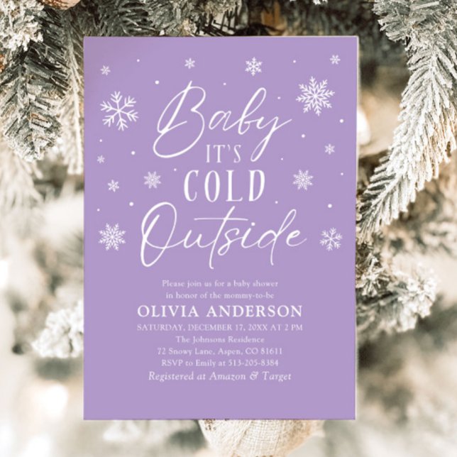 Purple Winter Baby It's Cold Outside Baby Shower Invitation (Purple Winter Baby It's Cold Outside Baby Shower Invitation
)