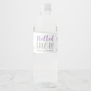 Purple Winter Birthday Party Water Bottle Label