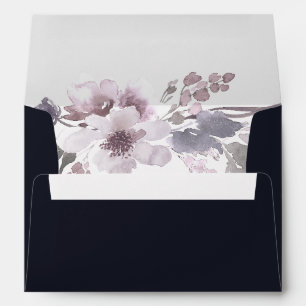 Purple & Winter Floral Elegant Wedding Envelope